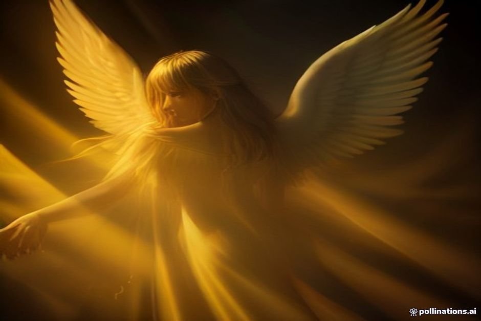 Ethereal angel wings with golden spiritual aura