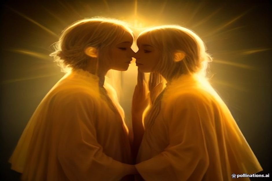Twin flame connection illustrated with celestial light energy