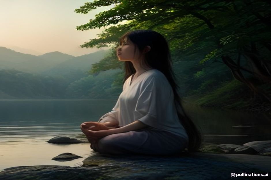 Serene meditation moment with spiritual awakening