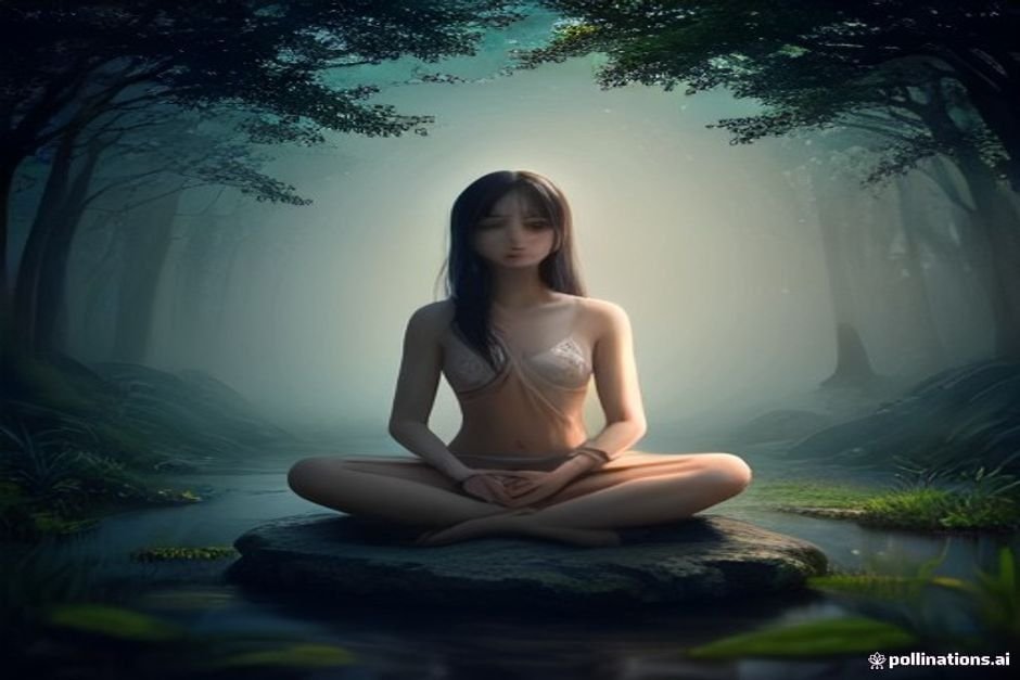 Peaceful person meditating with inner spiritual light