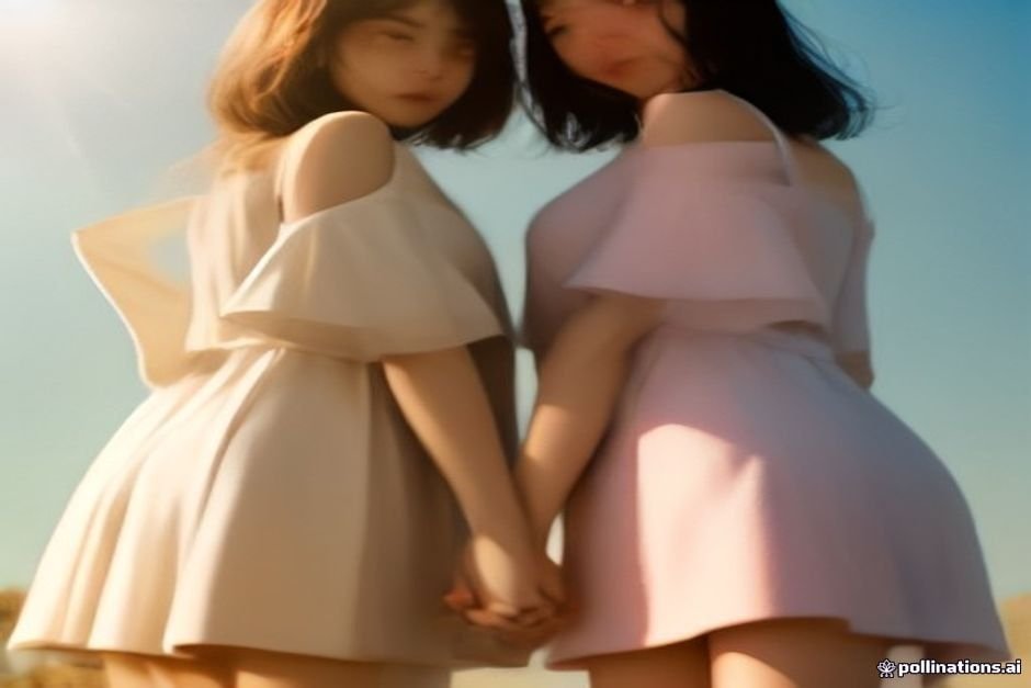 Close friends holding hands in golden sunlight