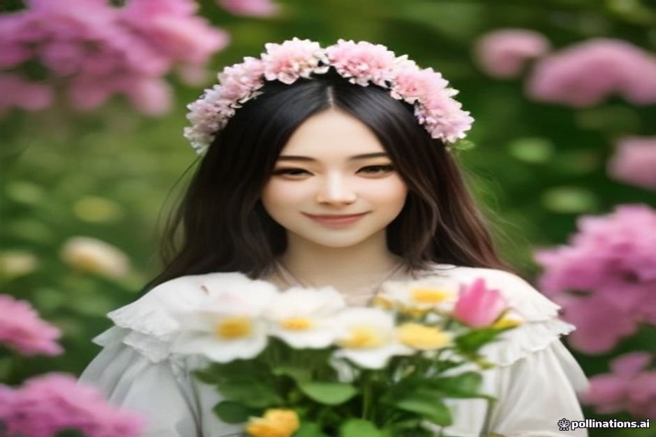 Woman smiling with joy surrounded by colorful garden blooms