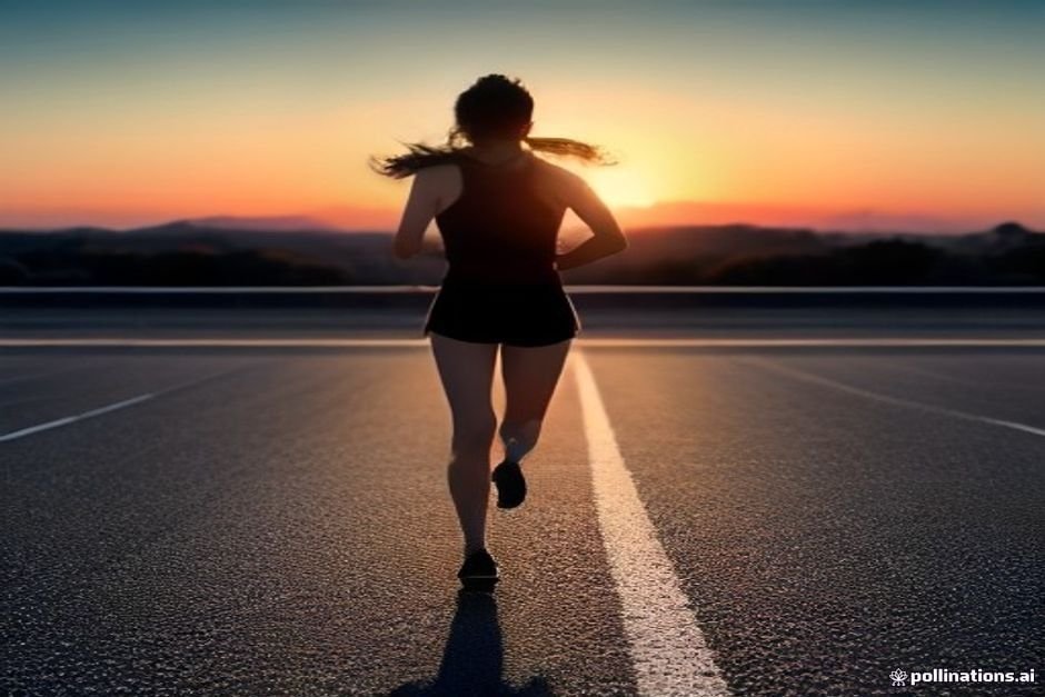 Determined runner sprinting during sunrise workout session