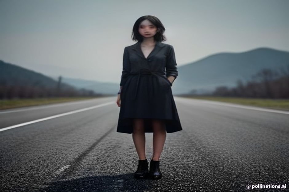 Woman standing confidently at intersection choosing her path forward
