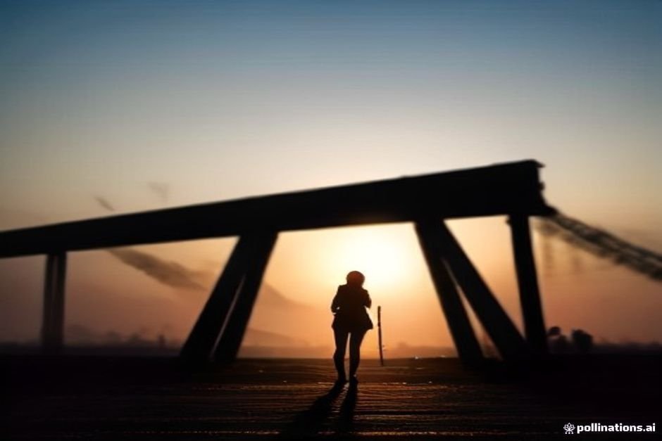 Brave silhouette climbing over large obstacle