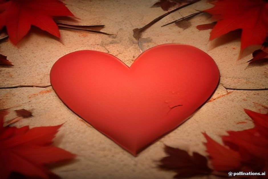 Artistic representation of heartbreak with scattered leaves