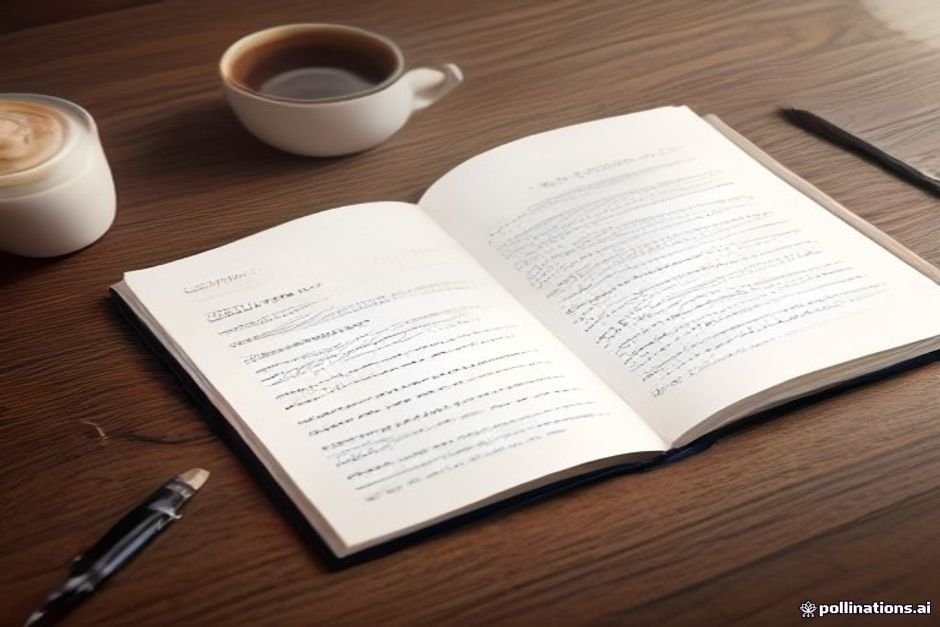 Open book page with highlighted motivational text beside coffee cup