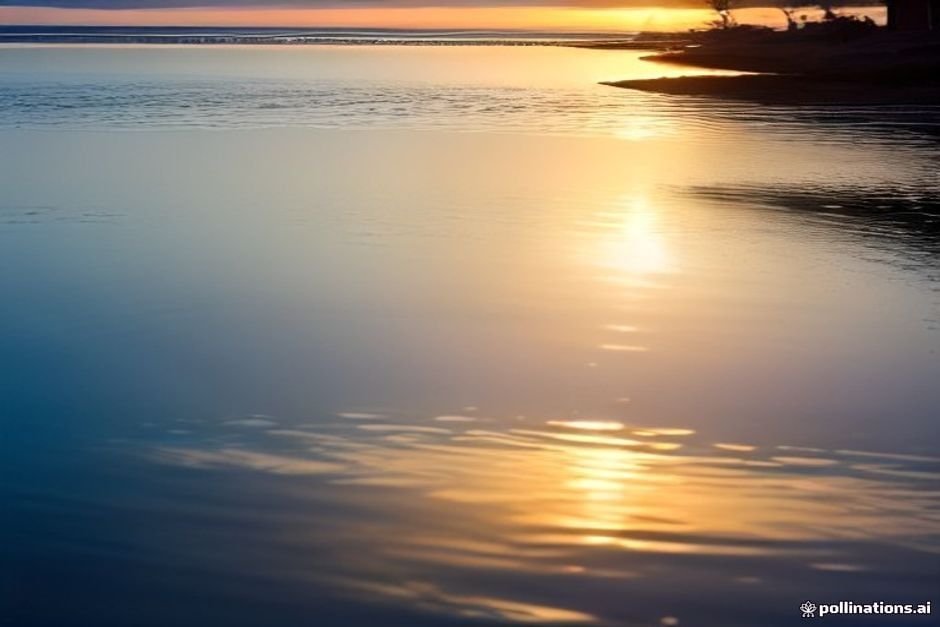Golden sunrise reflecting on calm water creating uplifting scene