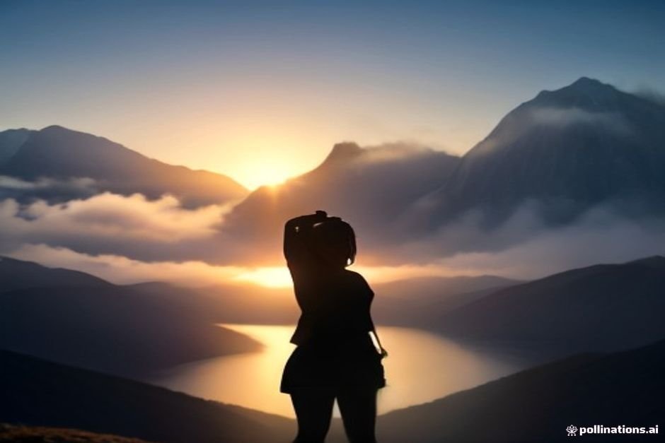 Empowered woman silhouette at sunrise showing strength and determination