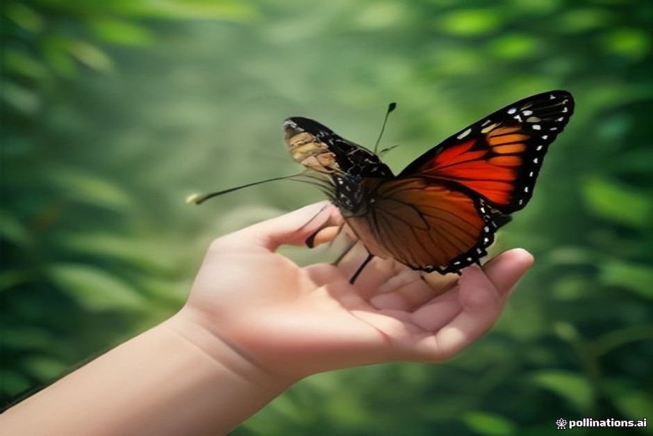 Open hand releasing butterfly representing freedom from resentment